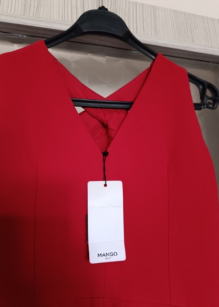 Mango kırmızılı mini elbise  - Görsel 3