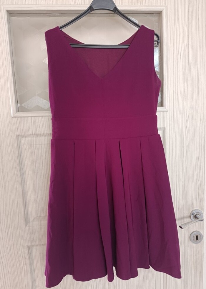 Mürdüm renk kısa abiye elbise  - Görsel 2