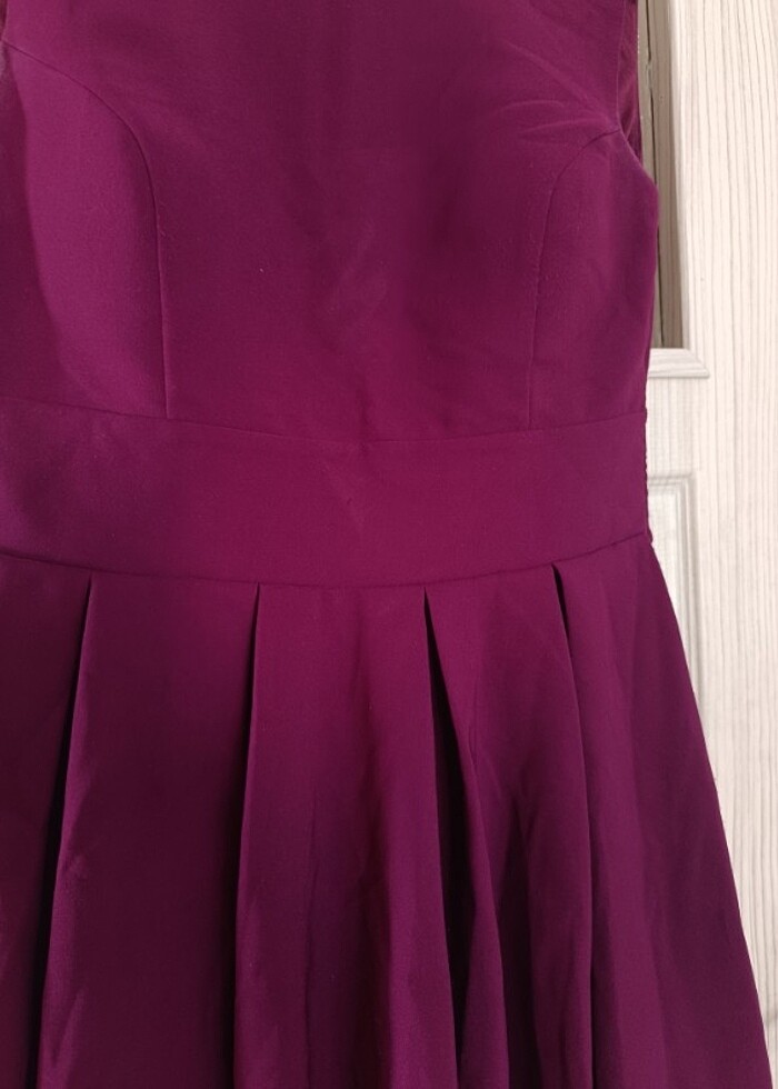 Mürdüm renk kısa abiye elbise  - Görsel 4