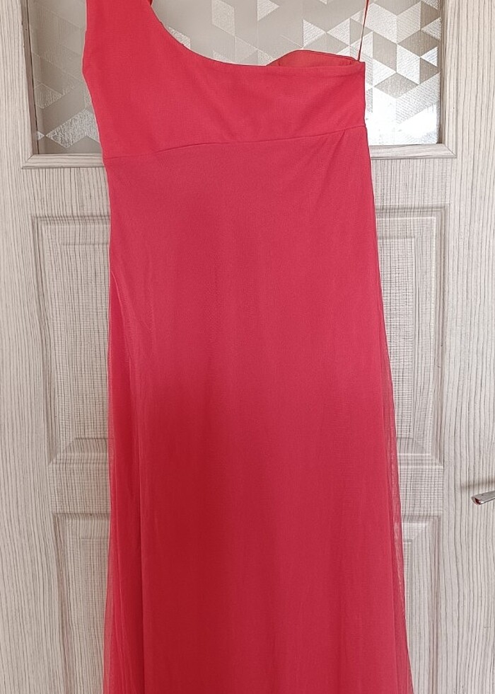 Narçiçeği rengi 40 beden uzun abiye elbise  - Görsel 4