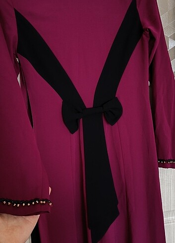 Bordo siyah tesettür elbise 38 beden - Görsel 5