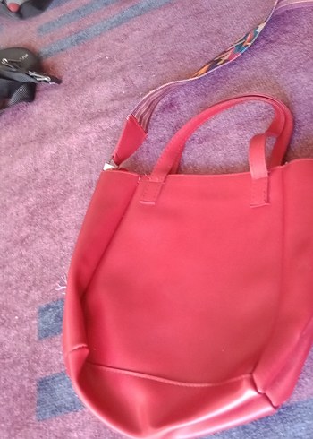 Kırmızı Deri Kadın Çanta - Görsel 2