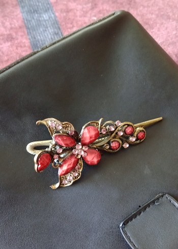 Bordo Boncuklu Vintage Saç Tokası