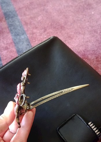 Bordo Boncuklu Vintage Saç Tokası - Görsel 2