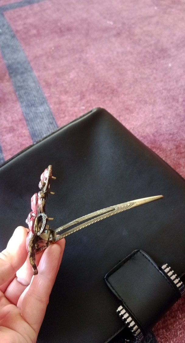 Bordo Boncuklu Vintage Saç Tokası - Görsel 2