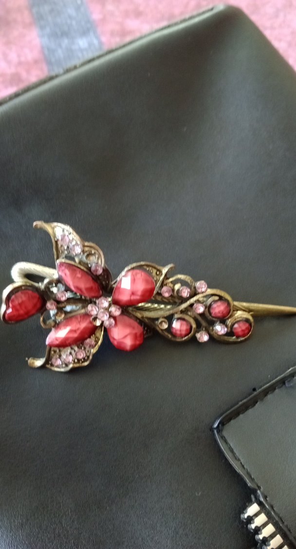 Bordo Boncuklu Vintage Saç Tokası - Görsel 4