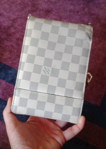 Ekose Desenli Beyaz Kadın Çapraz Çanta - Görsel 3