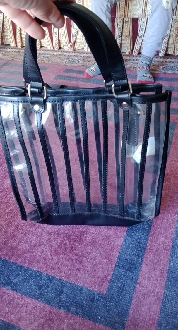 Siyah Şeffaf Fermuarlı Kadın Çanta - Görsel 2