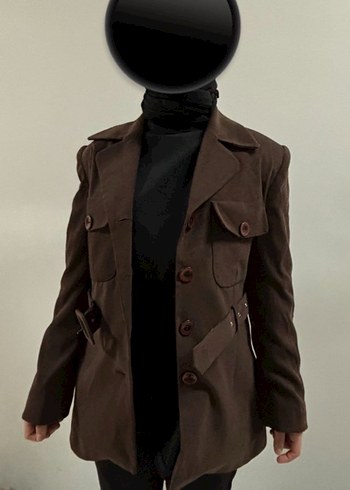 Kahverengi Süet Kemerli Midi Kadın ceket - Görsel 2