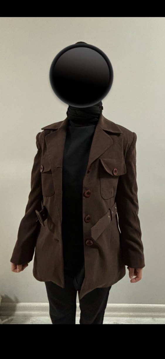 Kahverengi Süet Kemerli Midi Kadın ceket - Görsel 2