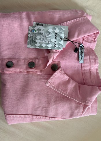 Düğmeli Pembe Keten Mini Elbise - Görsel 2