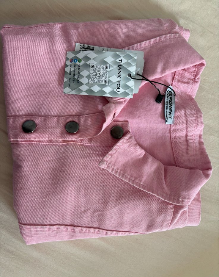 Düğmeli Pembe Keten Mini Elbise - Görsel 2