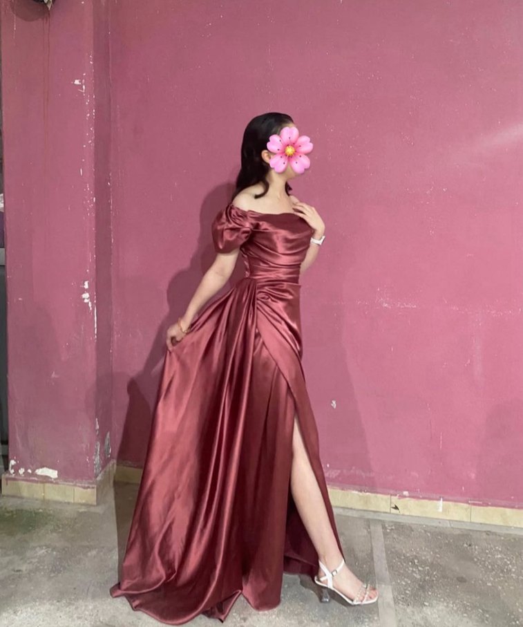 Saten Drapeli Uzun Abiye Elbise - Görsel 2