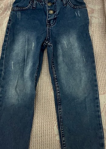 Erkek Çocuk Mavi Düğmeli Denim Pantolon - Görsel 2