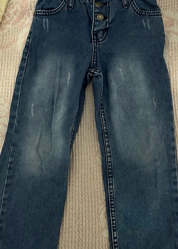 Erkek Çocuk Mavi Düğmeli Denim Pantolon - Görsel 3