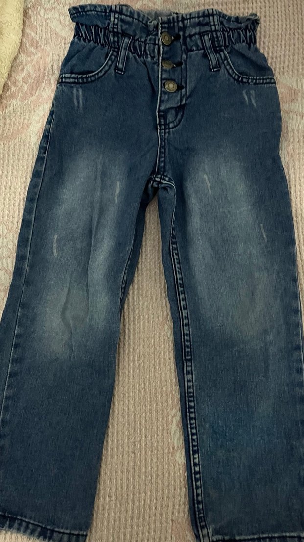 Erkek Çocuk Mavi Düğmeli Denim Pantolon - Görsel 3