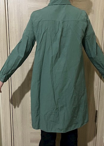 Kadın Haki Uzun Kollu Keten Tunik - Görsel 4