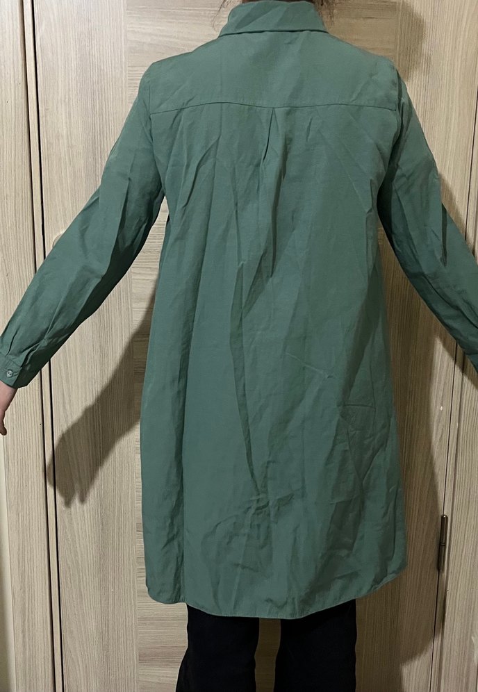 Kadın Haki Uzun Kollu Keten Tunik - Görsel 4