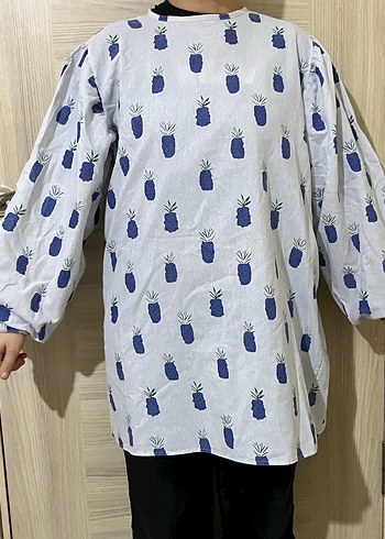 Ananas desenli uzun kollu hamile tunik - Görsel 5