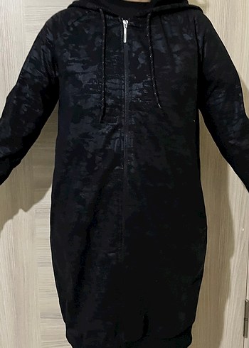 Siyah Midi Uzunlukta Rahat Kesim Ceket - Görsel 4