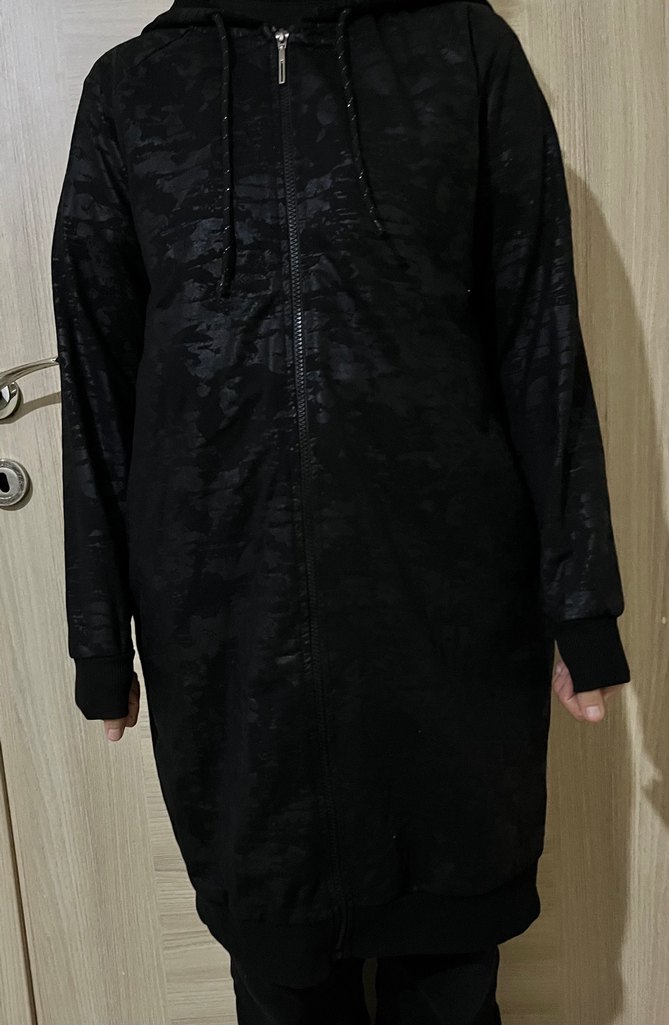 Siyah Midi Uzunlukta Rahat Kesim Ceket - Görsel 2