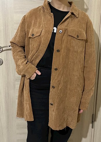 Düğmeli Kadın Kahverengi Süet Gömlek - Görsel 2