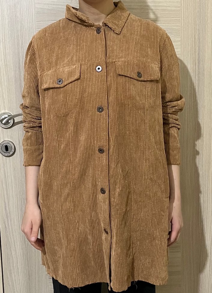 Düğmeli Kadın Kahverengi Süet Gömlek - Görsel 3