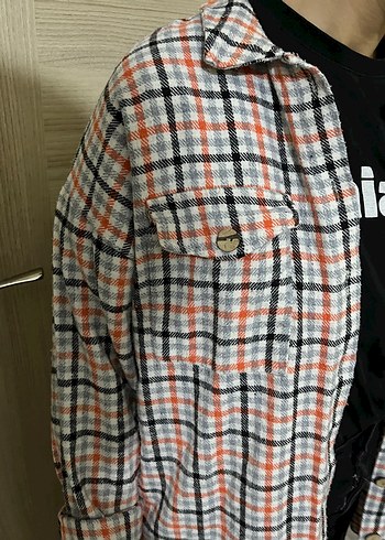 Düğmeli Ekose Desenli Salaş Kadın Gömlek - Görsel 4