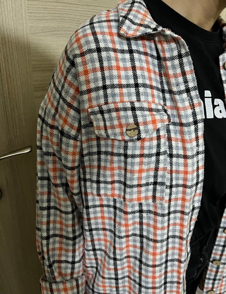 Düğmeli Ekose Desenli Salaş Kadın Gömlek - Görsel 4