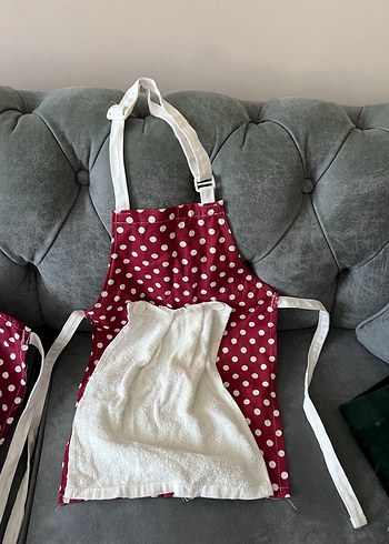 Bordo Puantiyeli Anne-Kız Mutfak Önlüğü - Görsel 3