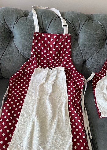 Bordo Puantiyeli Anne-Kız Mutfak Önlüğü - Görsel 2