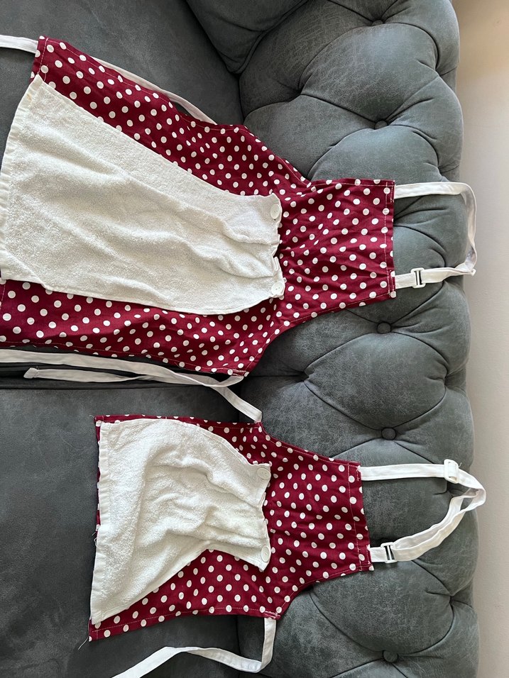 Bordo Puantiyeli Anne-Kız Mutfak Önlüğü - Görsel 4