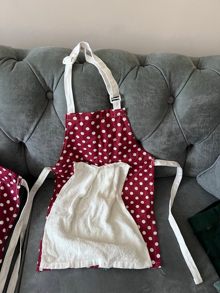 Bordo Puantiyeli Anne-Kız Mutfak Önlüğü - Görsel 3