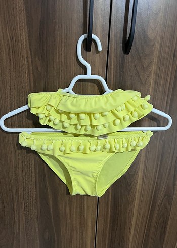 Zara Sarı Ponpon Detaylı Kız Bikini