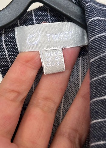 Twist Twist Çizgili Gri Lacivert Kadın Gömlek