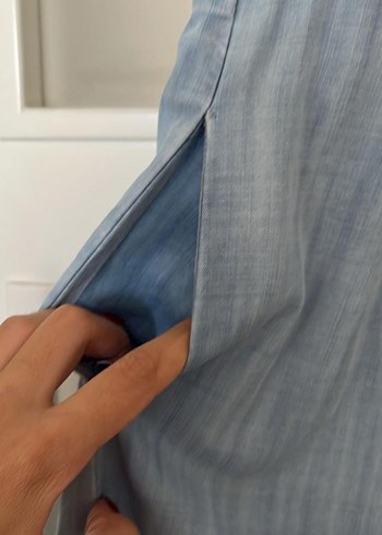 s Beden mavi Renk Gri Mavi Kadın Denim Midi Pantolon, Şortolon