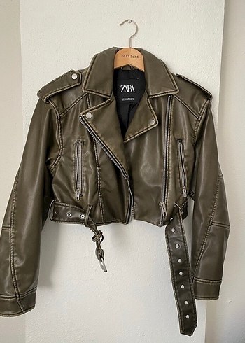 Kahverengi Deri Biker Ceket