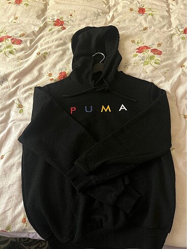 Puma sweatshirt siyah düz