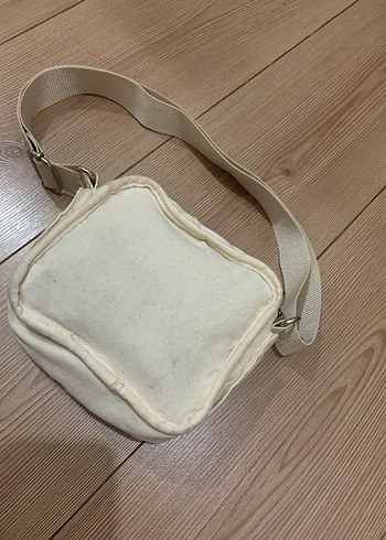 Beyaz Midi Baskılı Pamuk Çanta - Görsel 4