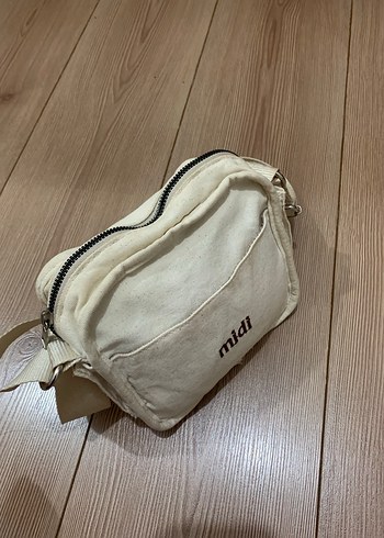 Beyaz Midi Baskılı Pamuk Çanta - Görsel 2