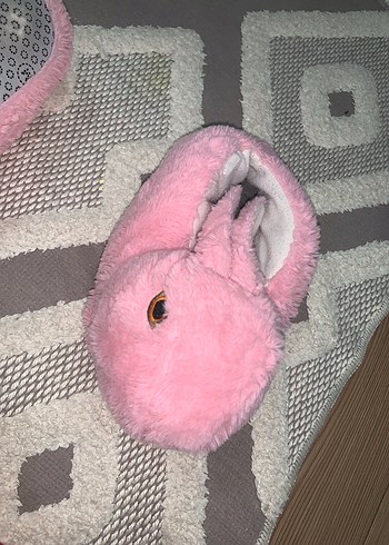 Kızlar için Pembe Peluş Tavşan Ev Terliği - Görsel 5