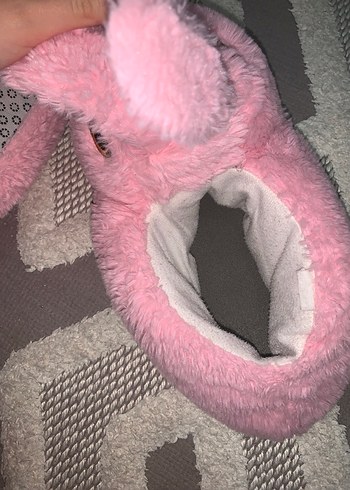 Kızlar için Pembe Peluş Tavşan Ev Terliği - Görsel 4