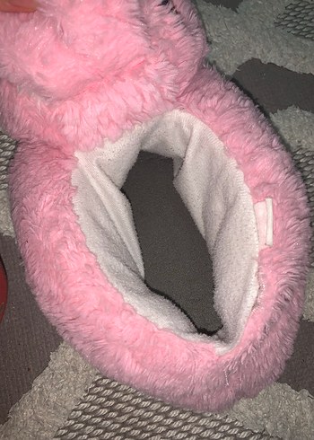 Kızlar için Pembe Peluş Tavşan Ev Terliği - Görsel 2