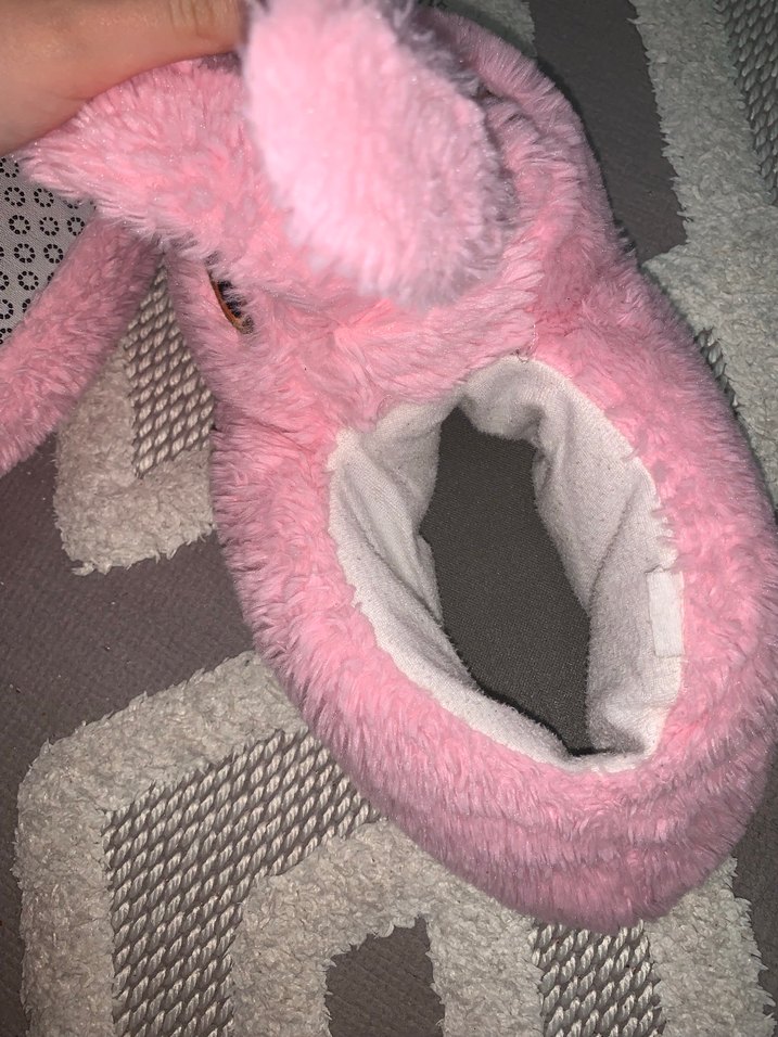 Kızlar için Pembe Peluş Tavşan Ev Terliği - Görsel 4