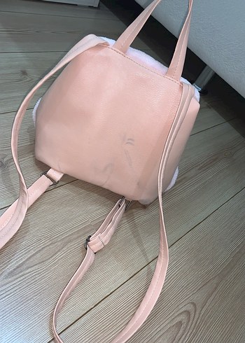 Pembe Yumuşak Kürklü Kadın Sırt Çantası - Görsel 2