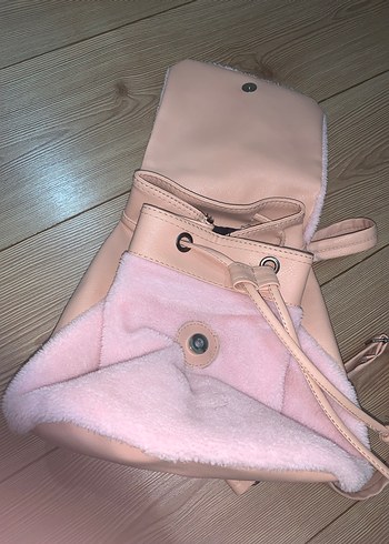 Pembe Yumuşak Kürklü Kadın Sırt Çantası - Görsel 5