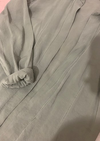 Bej Uzun Kollu Keten Kadın Gömlek - Görsel 4