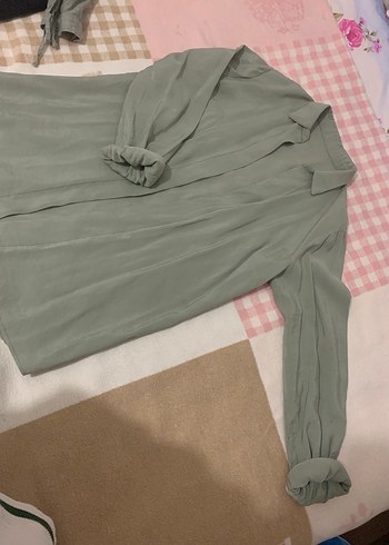 Bej Uzun Kollu Keten Kadın Gömlek - Görsel 3