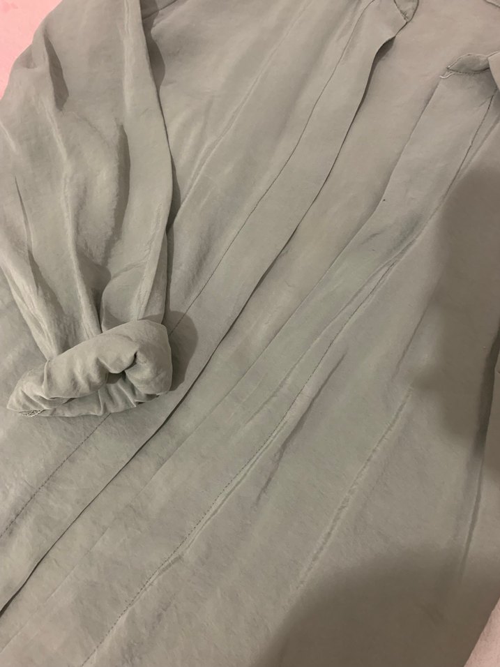 Bej Uzun Kollu Keten Kadın Gömlek - Görsel 4