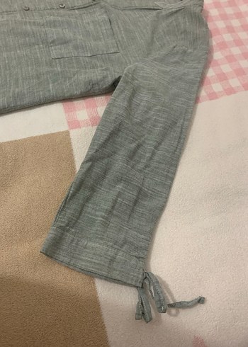 Gri Keten V Yaka Uzun Kollu Gömlek - Görsel 4